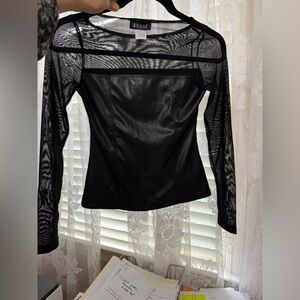 Y2K Black Mesh Long Sleeve Top